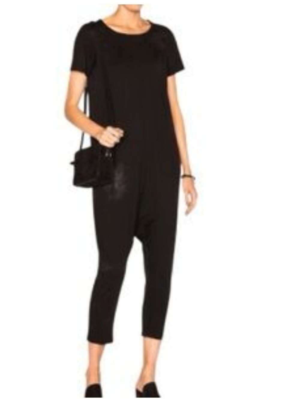 Black Short-Sleeve Jumpsuit